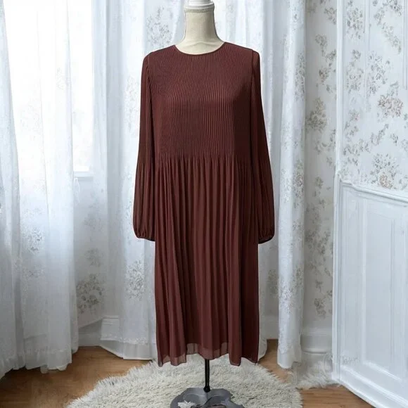 long sleeve aline dresses Elegant Long Sleeve A-Line Midi Dress for Women – Soft Stretch Fabric –  FineLook